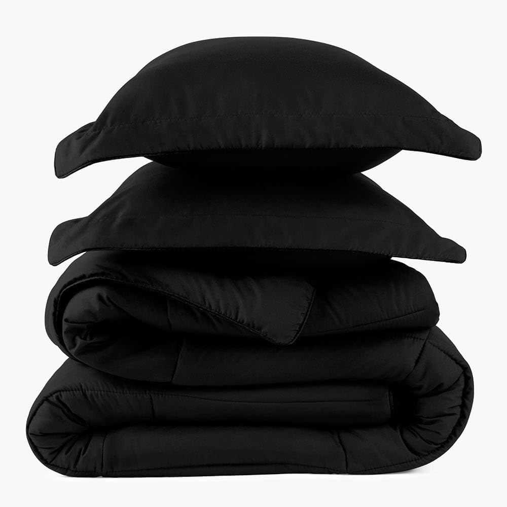 PeachSkinSheets Night Sweats: The Original 1500TC Soft Super Full/XL Full Oversized Comforter Set Midnight Black