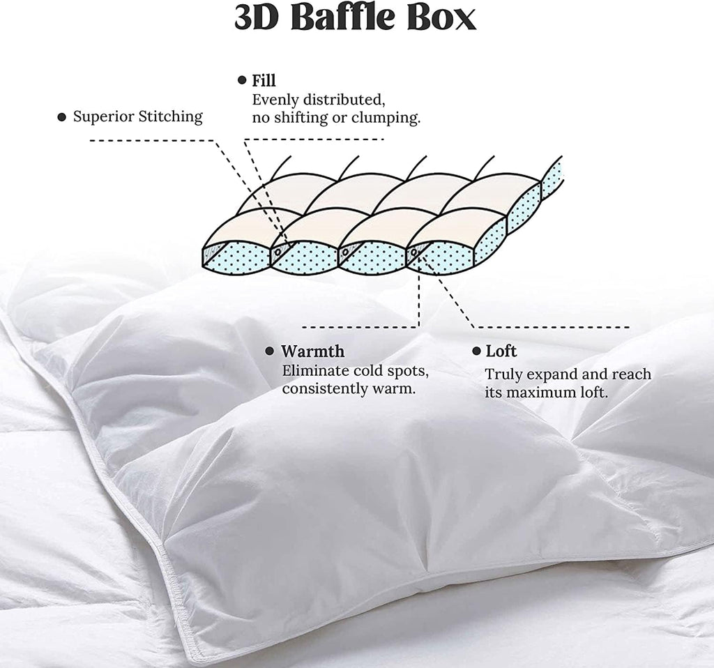 puredown® Goose Down Comforter King Size, 800 Fill Power, 100% Cotton Winter Oversized Down Duvet Insert 700 Thread Count, Heavyweight Cloud Fluffy Pinch Pleat Extra Warmth