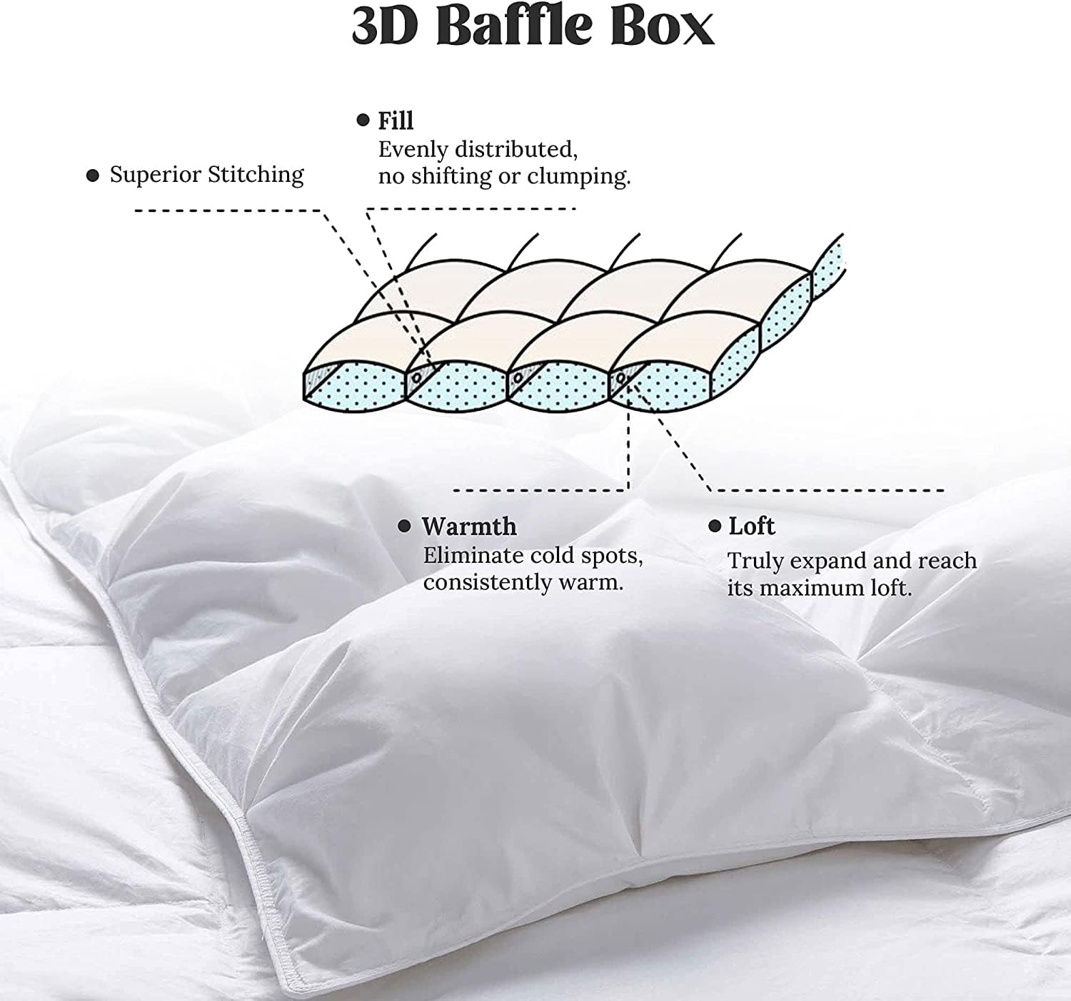 puredown® Goose Down Comforter King Size, 800 Fill Power, 100% Cotton Winter Oversized Down Duvet Insert 700 Thread Count, Heavyweight Cloud Fluffy Pinch Pleat Extra Warmth