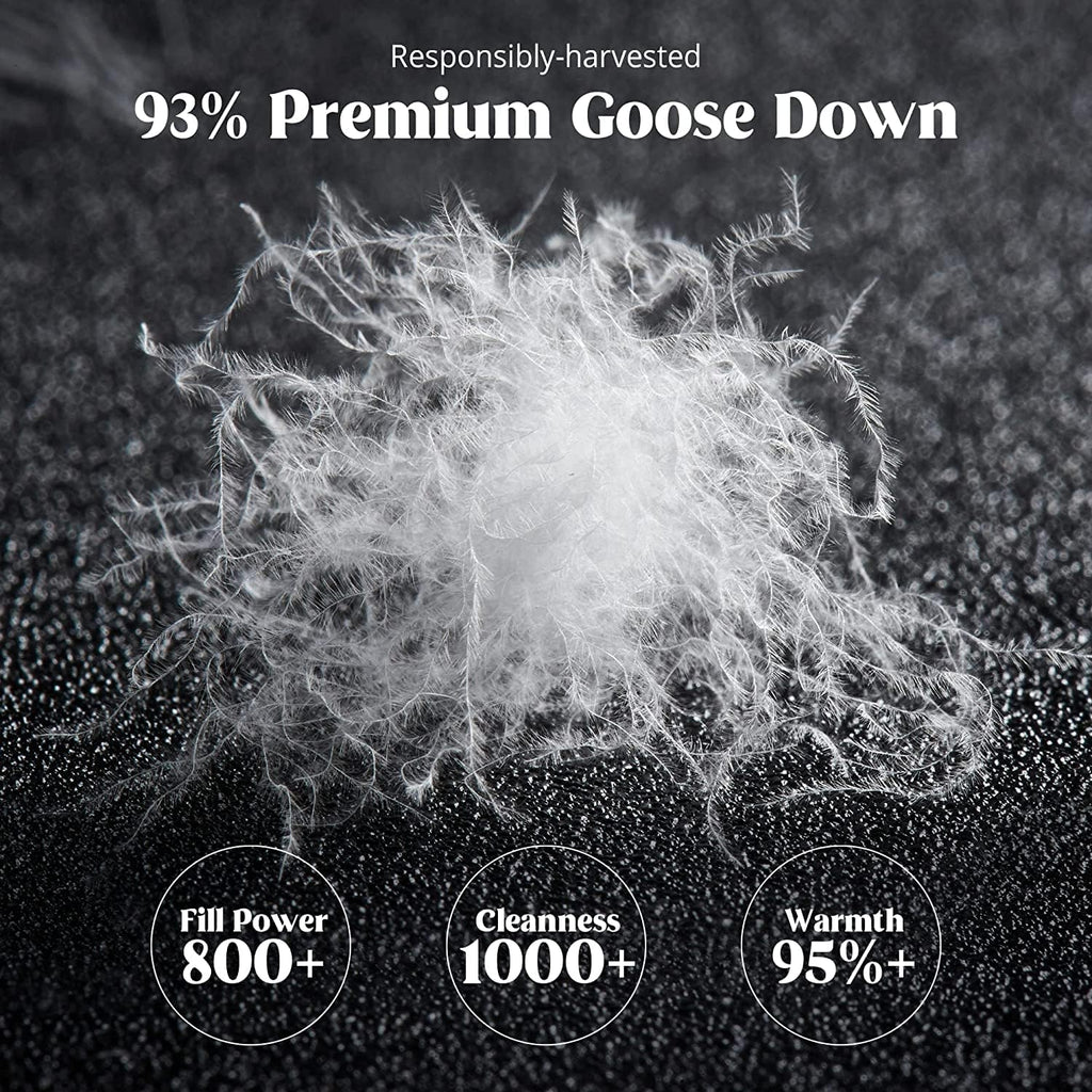puredown® Goose Down Comforter King Size, 800 Fill Power, 100% Cotton Winter Oversized Down Duvet Insert 700 Thread Count, Heavyweight Cloud Fluffy Pinch Pleat Extra Warmth