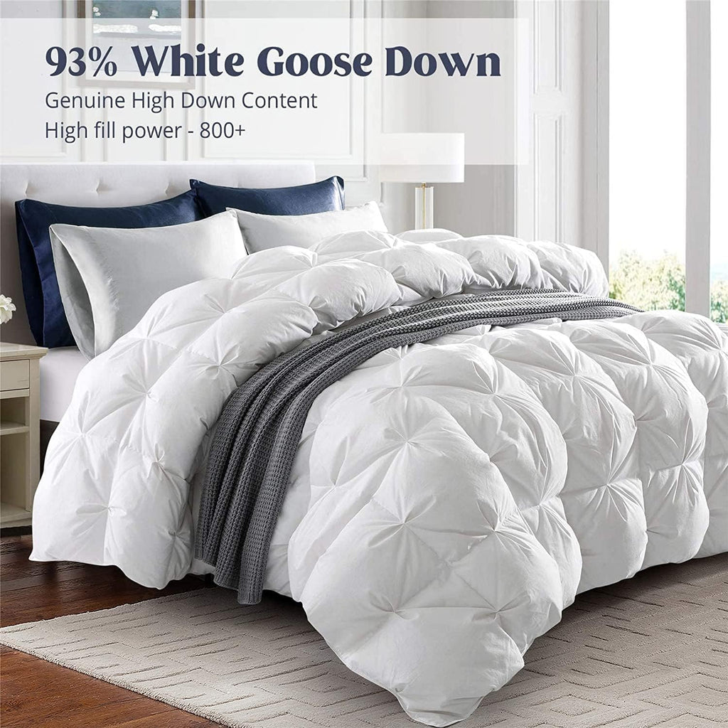 puredown® Goose Down Comforter King Size, 800 Fill Power, 100% Cotton Winter Oversized Down Duvet Insert 700 Thread Count, Heavyweight Cloud Fluffy Pinch Pleat Extra Warmth