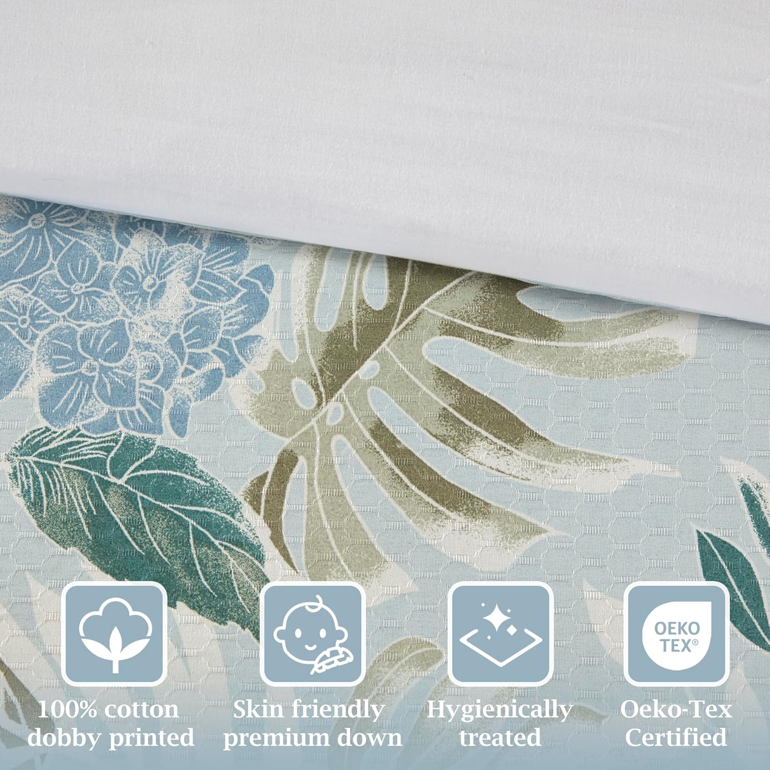 Harbor House Cal King Comforter Set, Tropical Palm Print, Soft Cotton Oversized Comforter for a Cal King-Size Bed, Coastal Bedding, 2 Shams, Bedskirt, 2 Décor Pillows, Kiawah Island, Cal King Blue